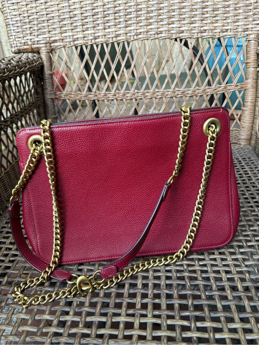 Coach Bryant Convertible Carryall In Brass/Deep Red - Picture 14 of 16